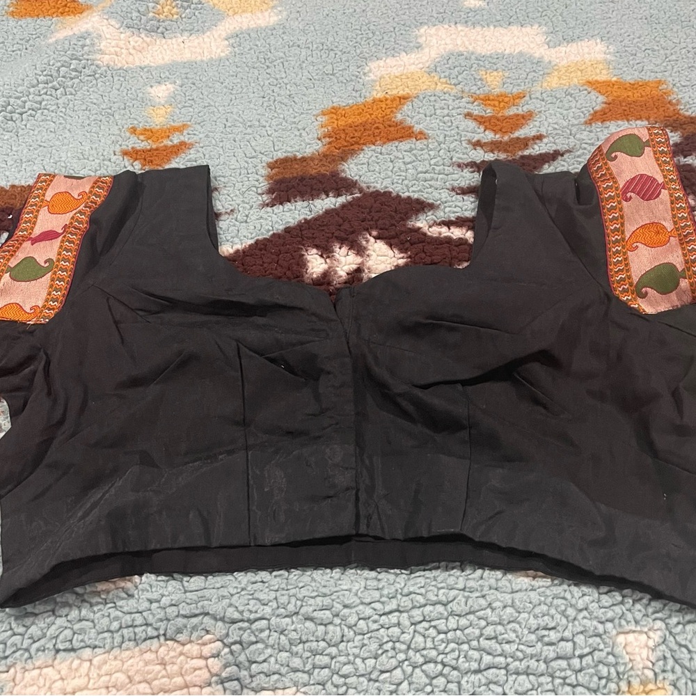 STYLUS Black Blouse with Multicolor Embroidery